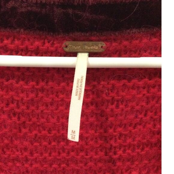 Free People Womens Alpaca Blend Sweater Size Medium All Mine Oversized Red Fall - Picture 6 of 12
